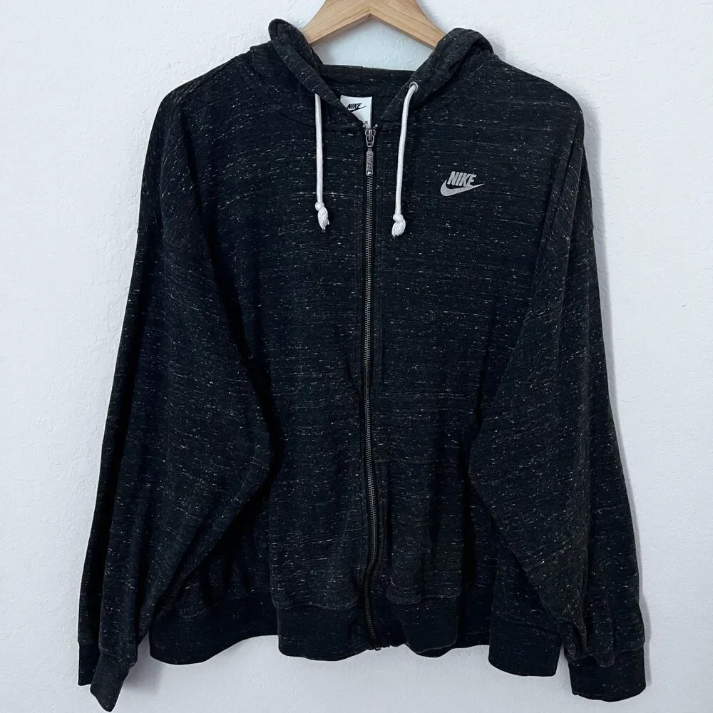Nike Women's 3X Dark Gray Heather Gym Full Zip Hoodie Sweatshirt Jacket